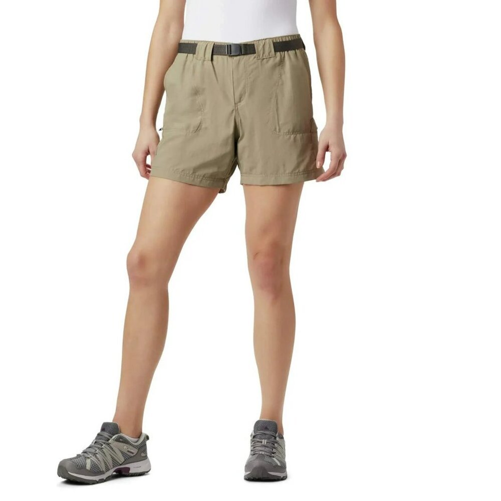 NWT Columbia Sandy River Cargo Shorts Tusk Beige Large Hiking Trail Tan Belted